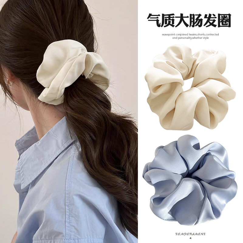 白色猪大肠发圈网红2025新款低马尾扎头绳气质慵懒风超大肥肠发绳