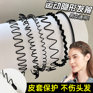 黑色金属波浪发箍女款短发过渡期发卡头饰隐形不勒头洗脸运动头箍