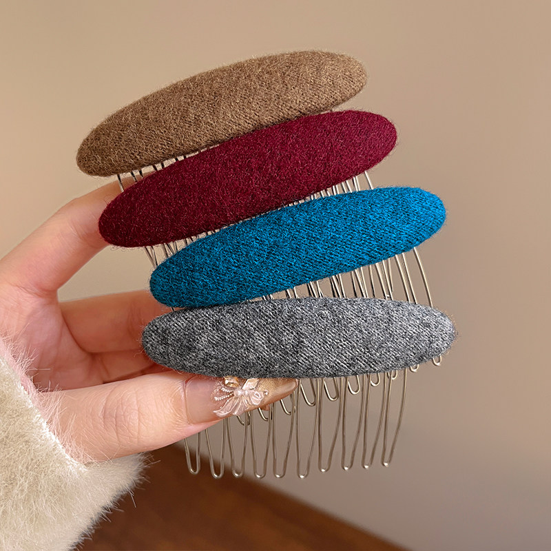 复古毛呢刘海碎发梳发夹女秋冬前额公主头发卡后脑勺碎发整理神器,饰品/流行首饰/时尚饰品新,发饰,淘宝优惠券,粉丝福利购,淘宝优惠卷