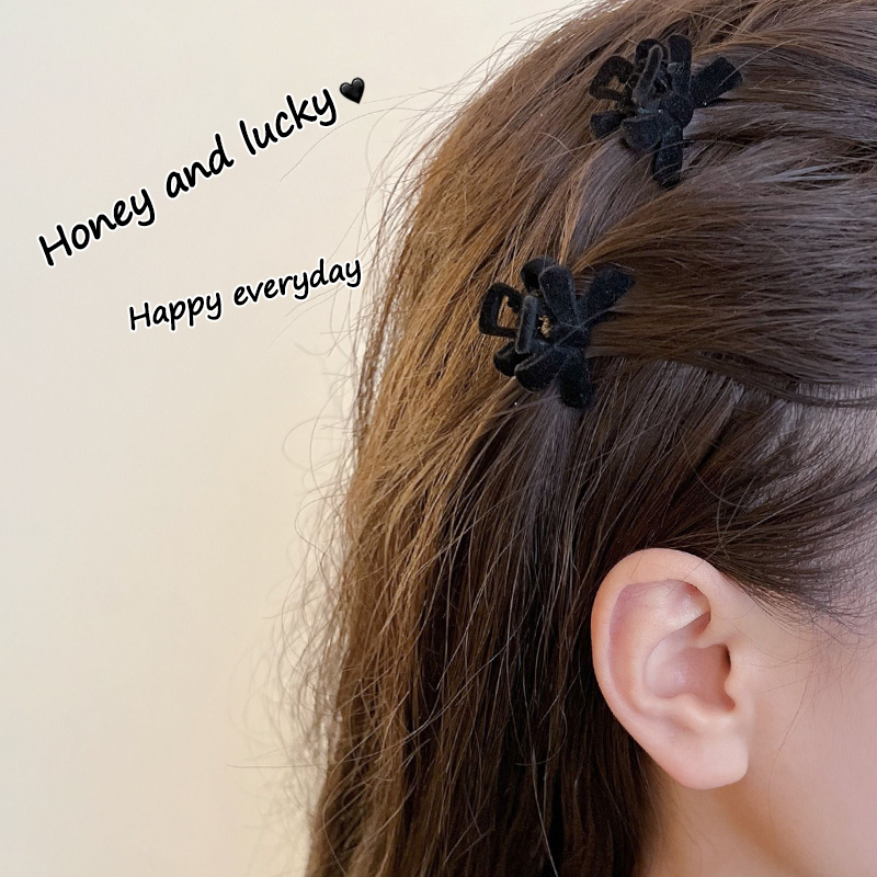 高级感丝绒蝴蝶结发夹碎发小抓夹