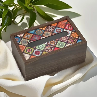 波西米亚木质纸巾盒茶几家用中式高级客厅轻奢高档桌面纸巾收纳盒