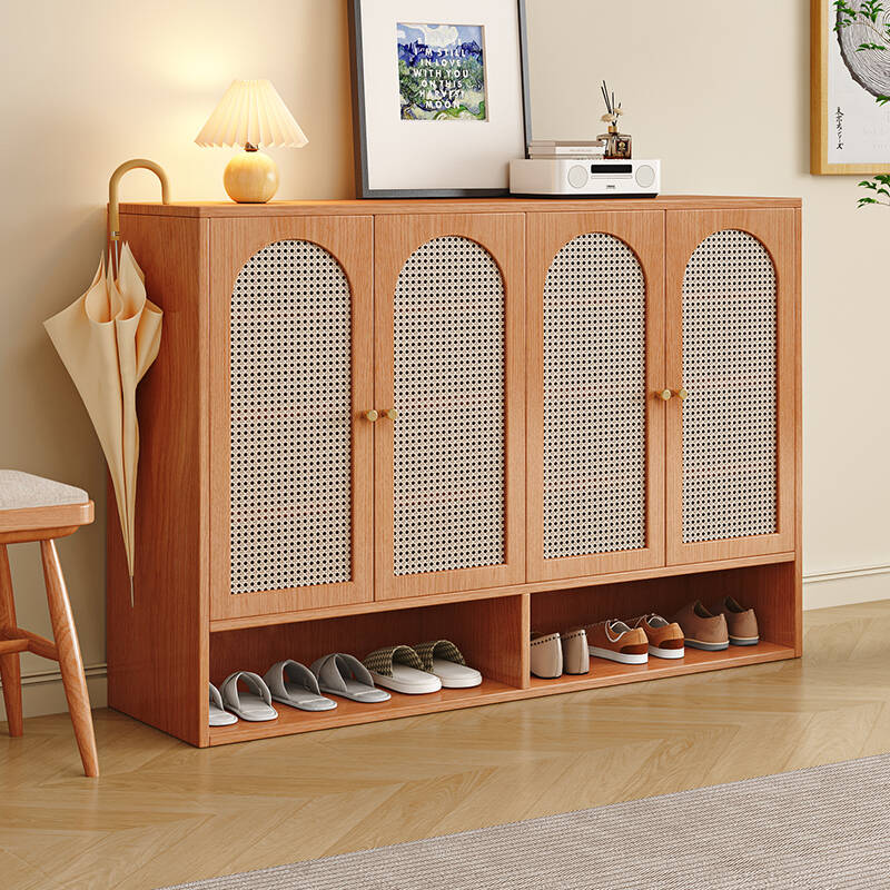 实木鞋柜家用门口玄关柜一体靠墙室内储物柜子现代简约入户换鞋凳