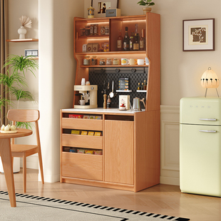实木餐边柜靠墙一体储物柜家用柜子置物柜茶水柜现代简约厨房橱柜