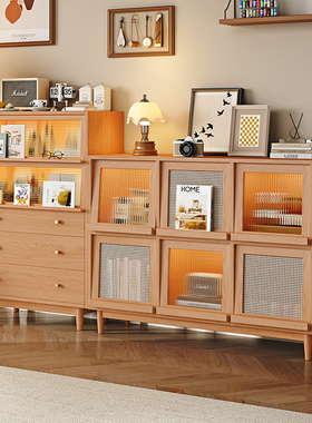 实木餐边柜靠墙一体储物柜五斗柜组合卧室樱桃木色客厅茶水置物柜