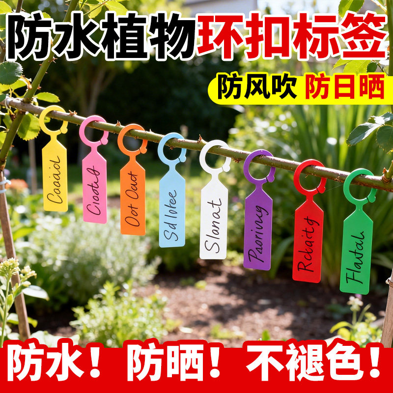 园艺标签吊牌防水植物挂牌塑料植物标识卡花卉水果记号牌环扣卡