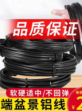 盆景造型专用铝丝铝线蟠扎定型绑花盆栽园艺铝条花艺制作黑铝丝线