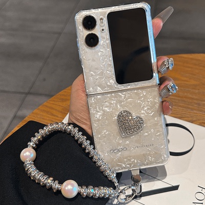 适用oppofindn2flip贝壳纹镶钻壳