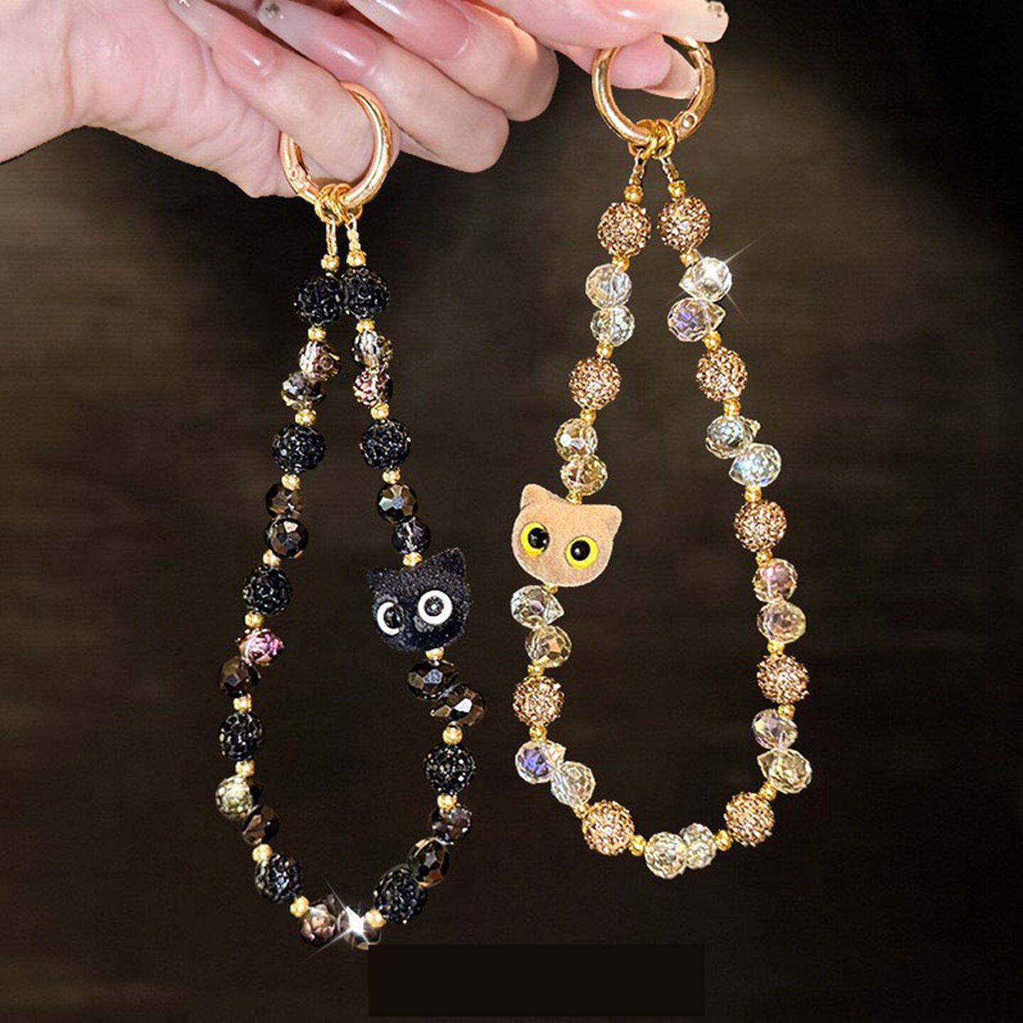 哈基米可爱闪钻手机链斜挎可背短款奢华炫彩手腕链轻奢小众精致挂脖绳网红高级感水晶手机壳挂包包钥匙扣挂件