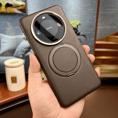 适用华为mate60pro磁吸支架素皮