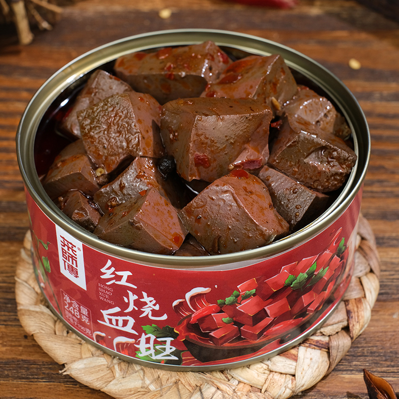 菜师傅红烧血旺罐头泡椒麻辣血旺肥肠方便食品鸭血罐头下酒下饭菜