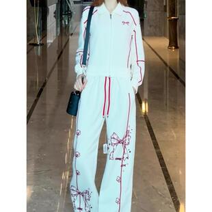 蝴蝶结印花休闲运动套装 ROUMIKL大码 新款 胖mm2025秋季 女宽松 女装