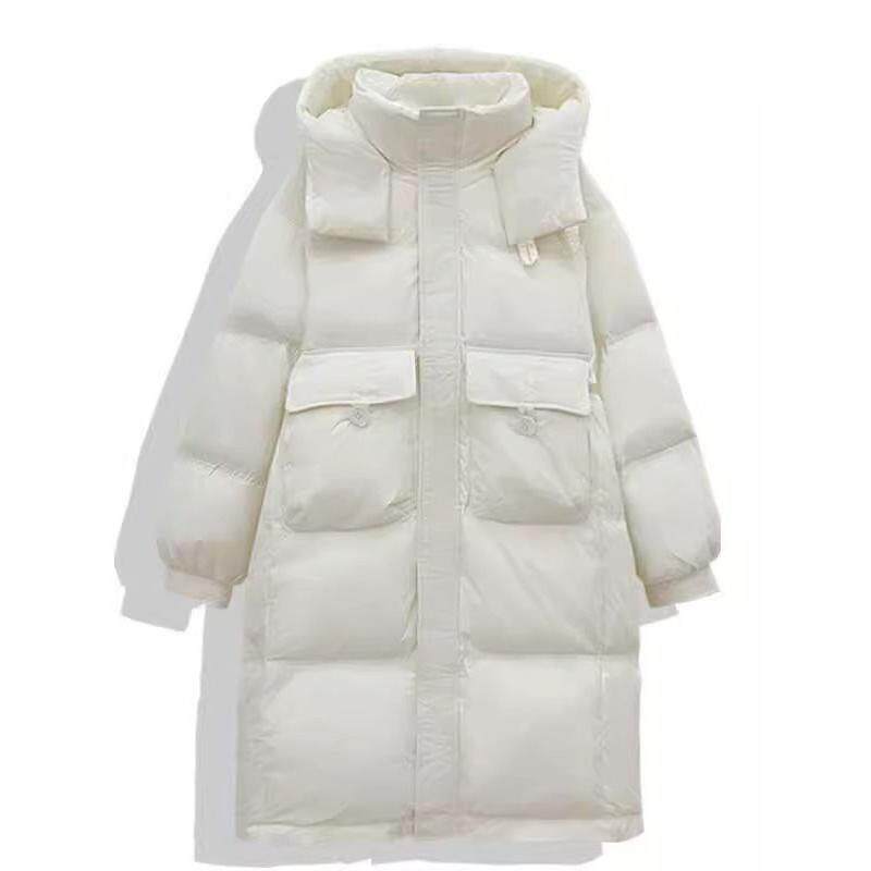 ROUMIKL紫色服女冬季新款韩版衣收腰中长款加厚显瘦连帽外套袄