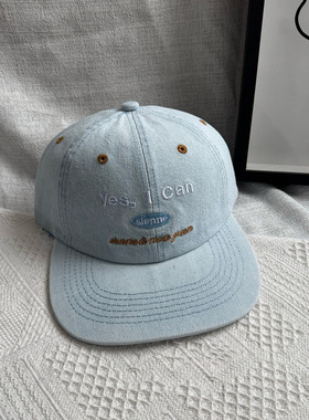 美式复古水洗牛仔刺绣棒球帽女新款街头嘻哈复古软顶平檐鸭舌帽