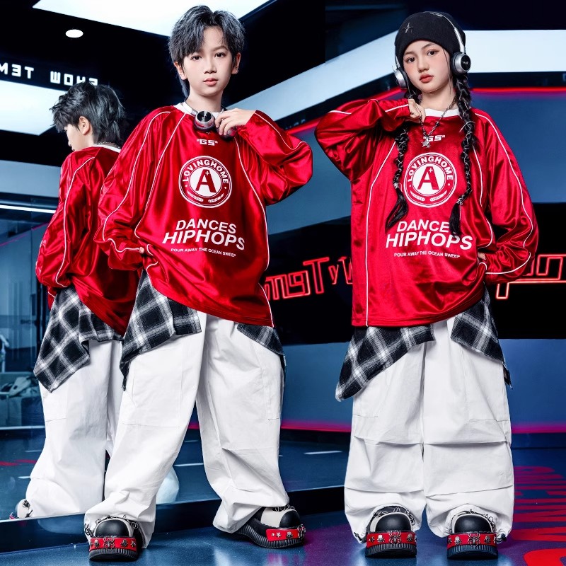 儿童架子鼓演出服秋男童街舞套装少儿嘻哈潮牌女童爵士舞表演服装