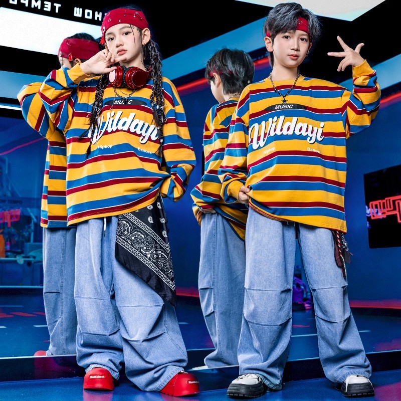 街舞儿童潮服套装男童酷帅架子鼓演出服装少儿hiphop表演服童装女