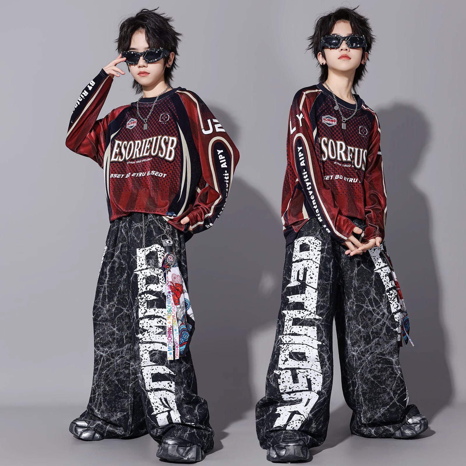 男童街舞儿童潮服表演服少儿嘻哈套装酷帅hiphop女童元旦演出服装