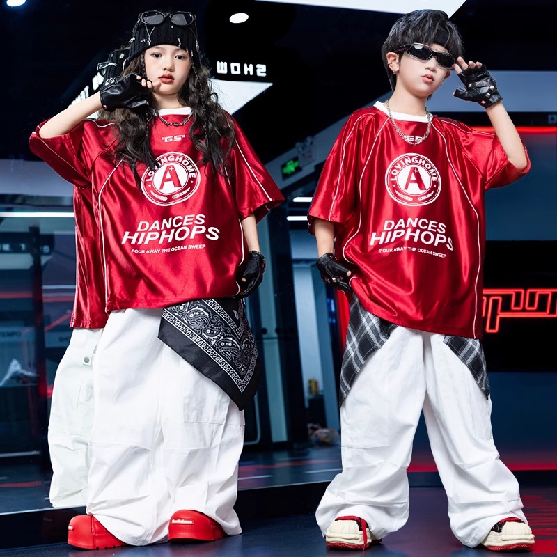 炸街男童街舞演出服套装嘻哈儿童hiphop酷帅潮牌少儿宽松表演夏季