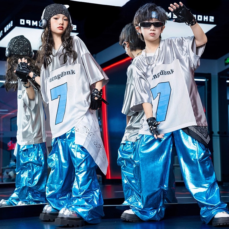 男童嘻哈潮流街舞演出服套装hiphop女孩爵士舞蹈学生酷帅舞台表演