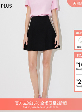 FIVE PLUS半身裙女高腰A字裙短款裙子气质减龄黑色新款女夏装