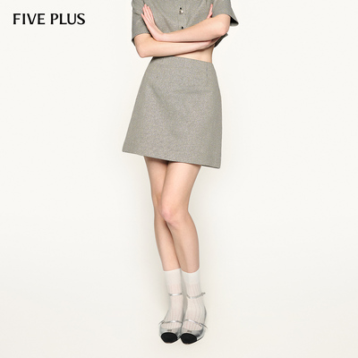 FIVE PLUS千鸟格纹半身裙女复古通勤A字裙高腰短裙