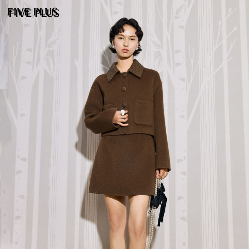 FIVEPLUS翻领毛呢短外套