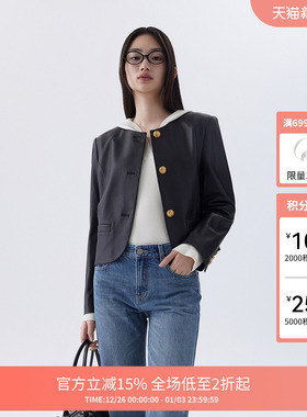 FIVE PLUS真皮外套女短款单排扣羊皮革皮衣通勤风2024新款女秋装