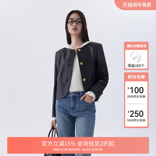 女秋装 单排扣羊皮革皮衣通勤风2024新款 PLUS真皮外套女短款 FIVE