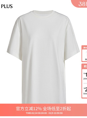 FIVE PLUS短袖T恤女上衣100%棉圆领宽松休闲中长款女秋装