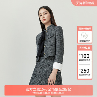 女秋装 通勤2024新款 PLUS小香风立领短外套女复古高级感法式 FIVE