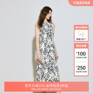 女春装 浪漫度假长裙2025新款 PLUS印花吊带连衣裙女法式 FIVE