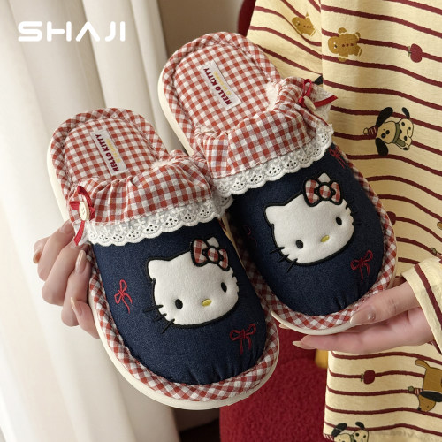 鲨际HelloKitty棉拖鞋女士