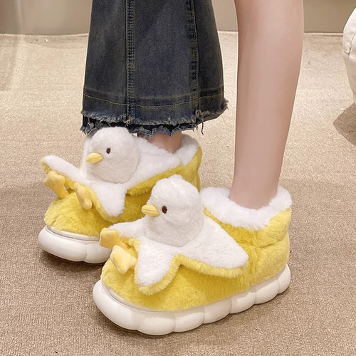 鲨际香蕉鸭棉拖鞋加绒保暖高帮