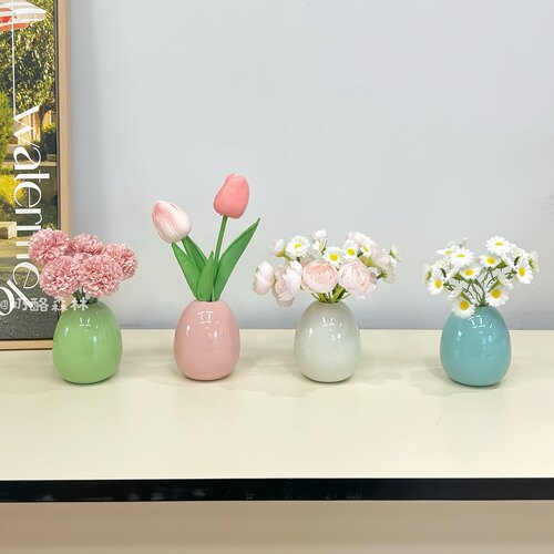 奶油风小花瓶仿真花装饰花卉摆件