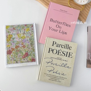 法式复古英文做旧书道具本子可翻页硬皮笔记本拍照网红摆拍装饰书