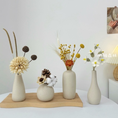 奶油风高级干花花束松果莲蓬摆件