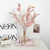 彩色尤加利叶子仿真植物装 饰假花玻璃花瓶餐桌客厅玄关插花摆件