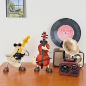 会唱歌 创意吉他发条八音盒大提琴摆件节日纪念品礼物 音乐盒