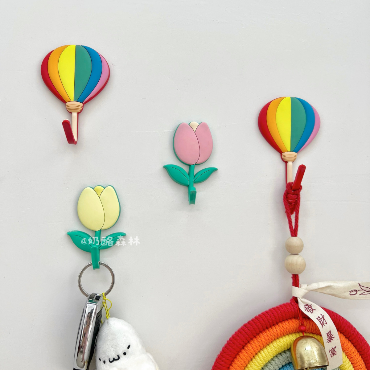 少女心郁金香粘钩无痕打孔挂钩配