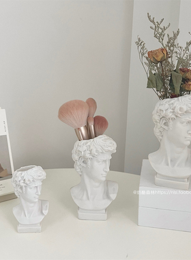 ins风大卫雕像花插桌面摆件化妆刷收纳笔筒花瓶艺术插瓶拍照道具