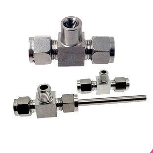 304不锈钢内丝三通压力表卡套接头内螺纹压力座公英制管三通接头