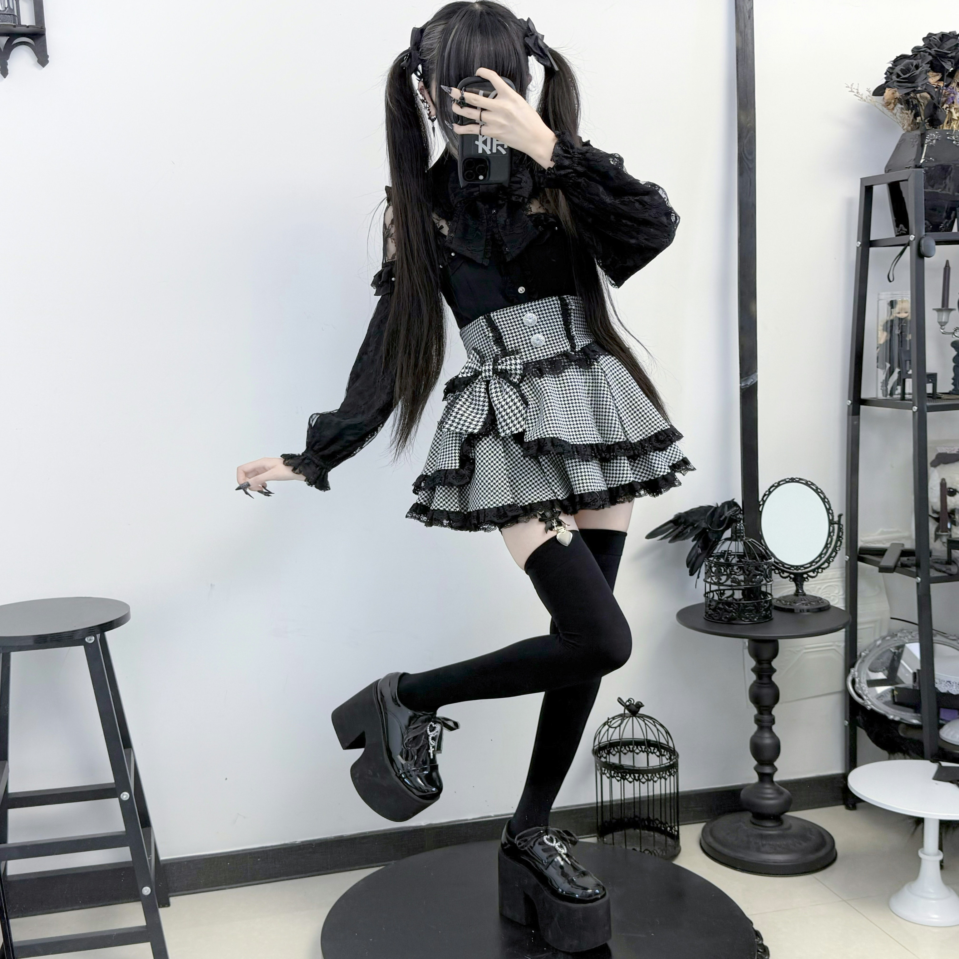 RooSya恋如雨止2.0蕾丝袖蝴蝶结上衣日系清楚系40元