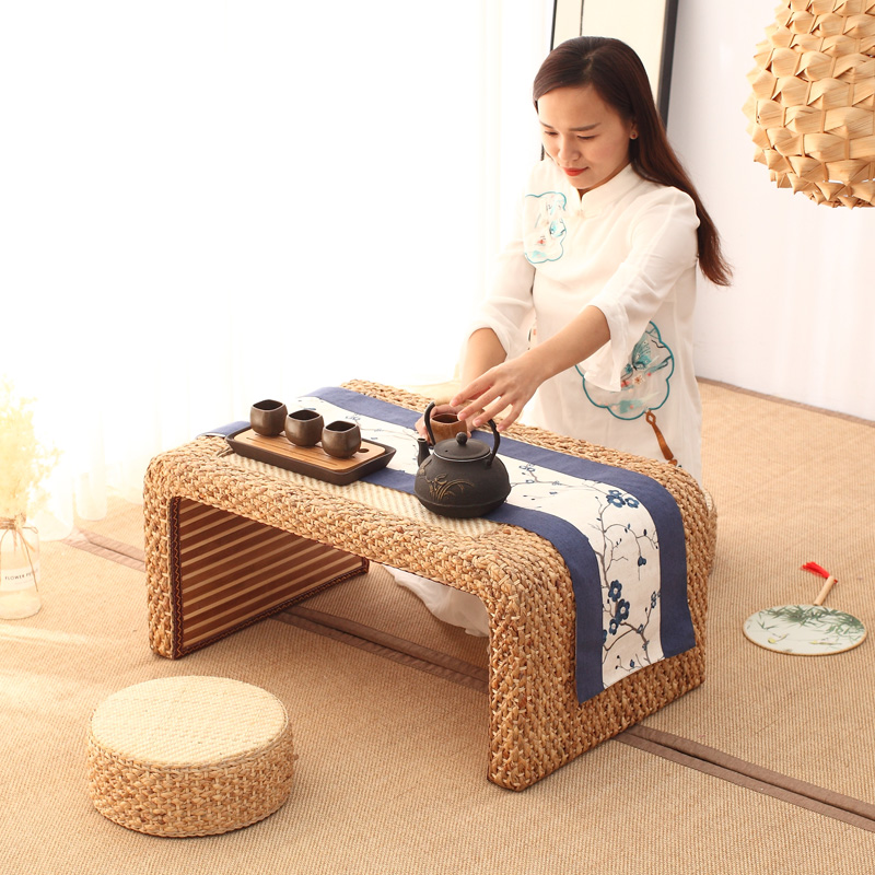 家用飘窗草编日式坐地阳台小炕桌