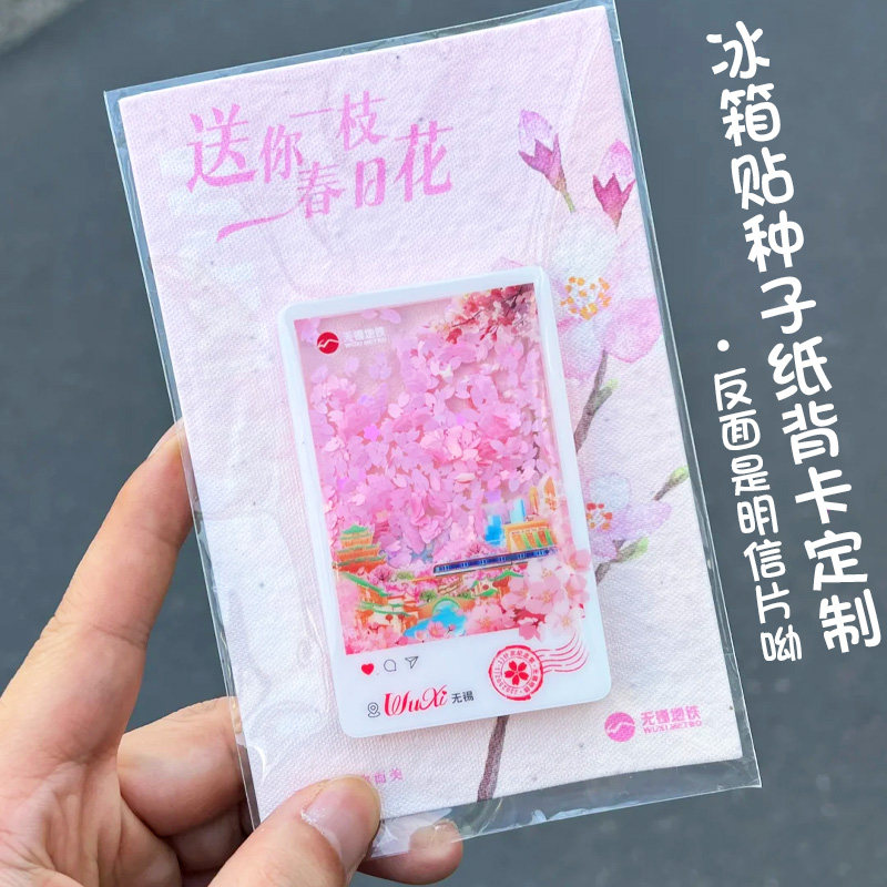 冰箱贴种子纸背卡定制工艺品徽章文创发芽包装卡片磁吸贴底卡设计图片