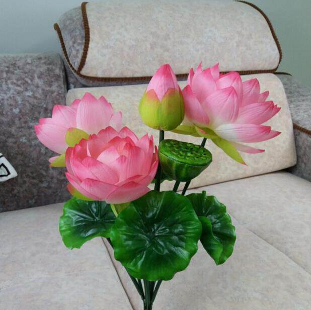 特价假花 仿真大荷花王睡莲 绢花 干花 落地盆景供佛摆放花艺包邮