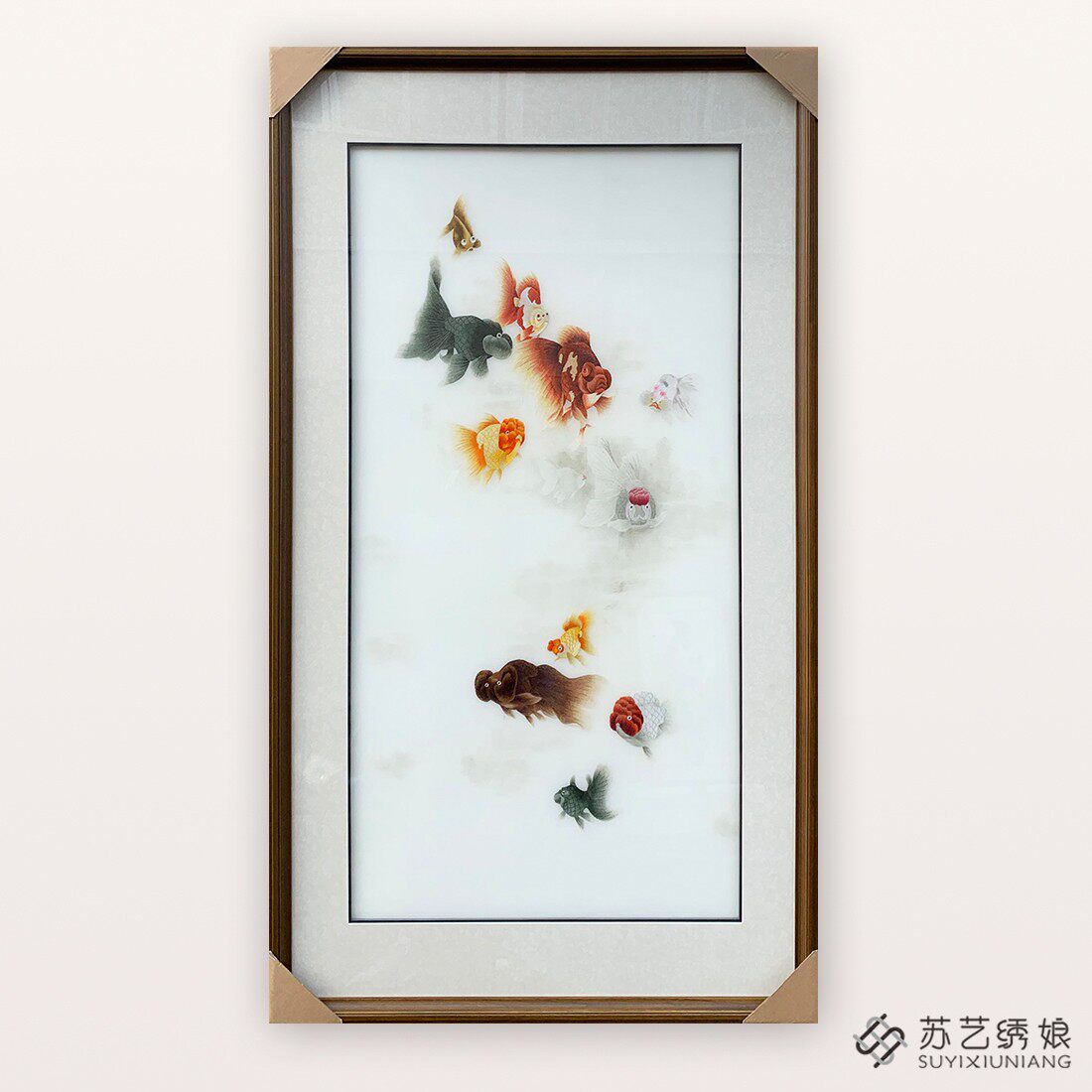 苏绣成品挂画手工刺绣精品金鱼大幅玄关挂画商务礼品刺绣挂画精品