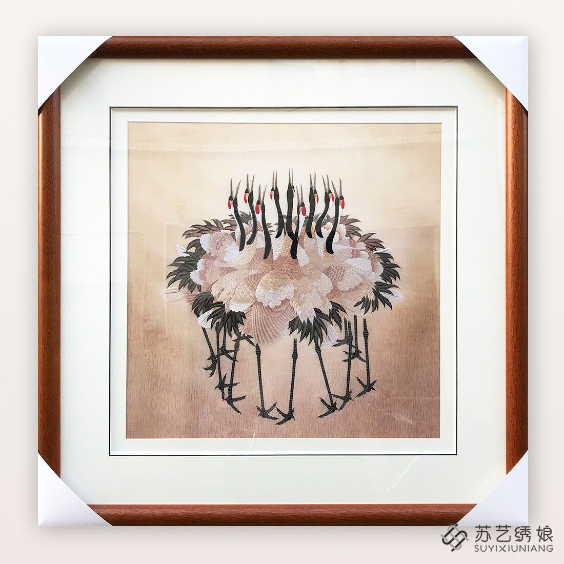 苏绣成品挂画手工刺绣精品仙鹤送老人祝寿礼物挂画客厅卧室装饰画