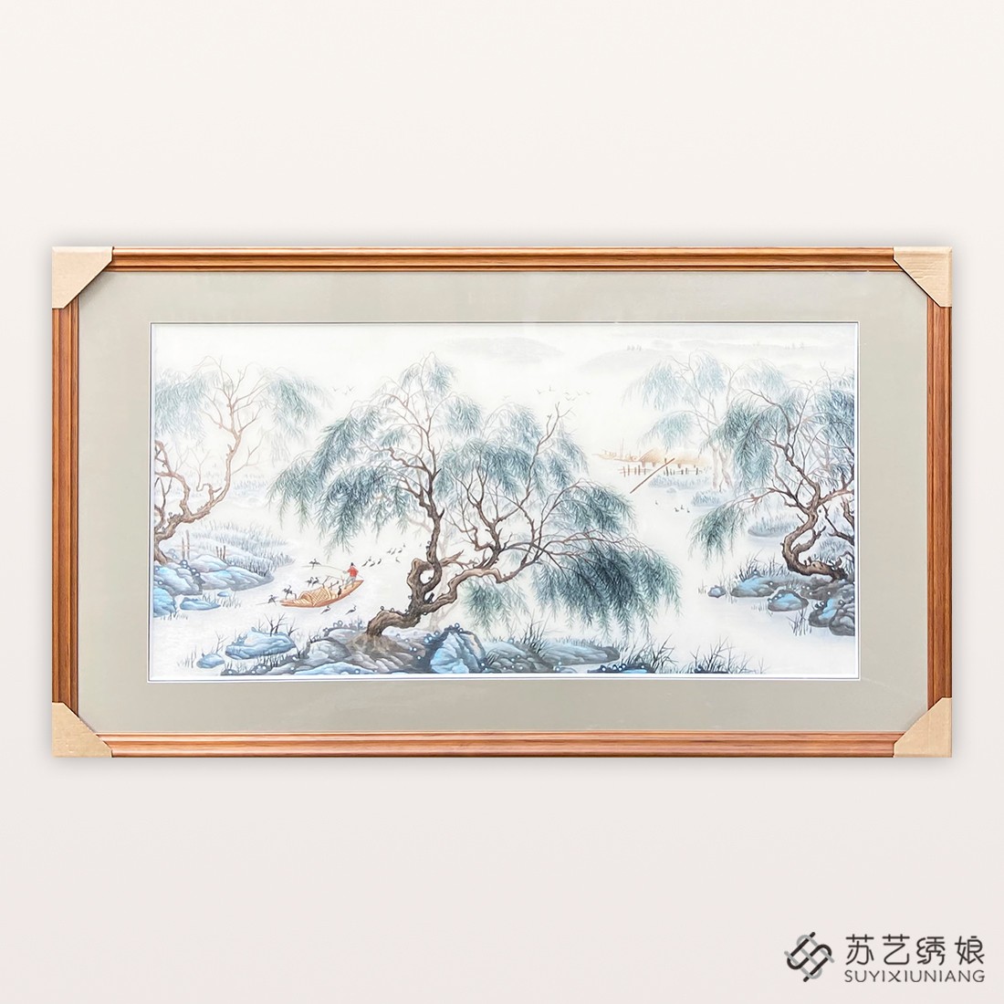 苏绣成品挂画手工刺绣精品江南水乡客厅卧室床头挂画送朋友刺绣画