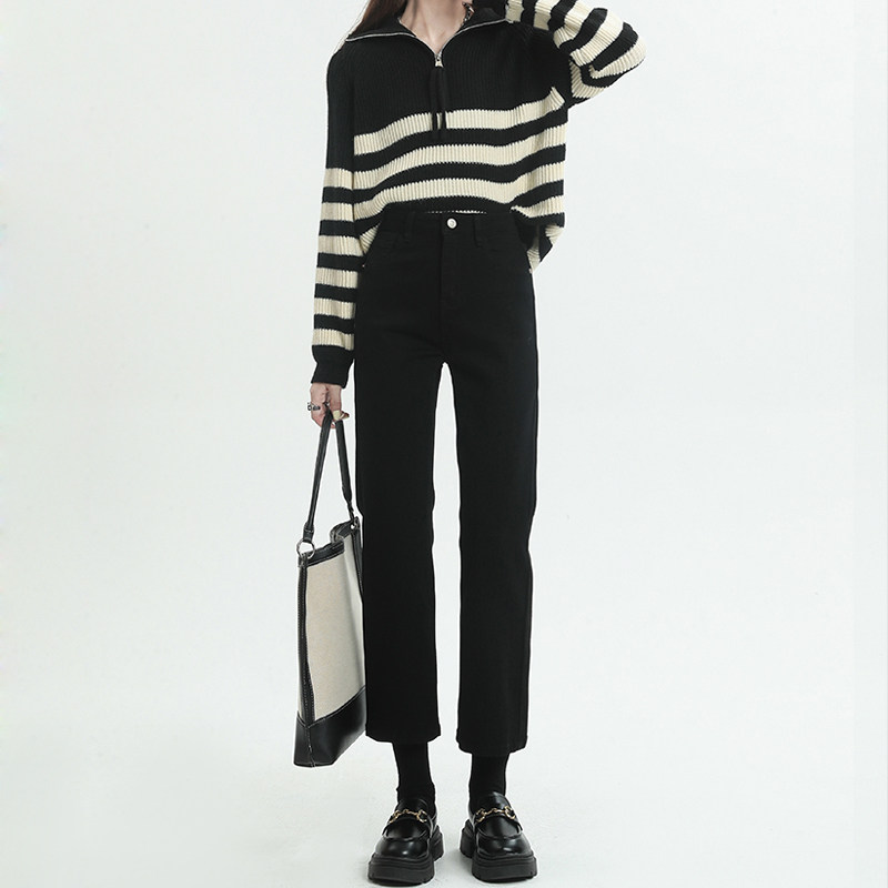 小个子八分窄版直筒九分烟管牛仔裤