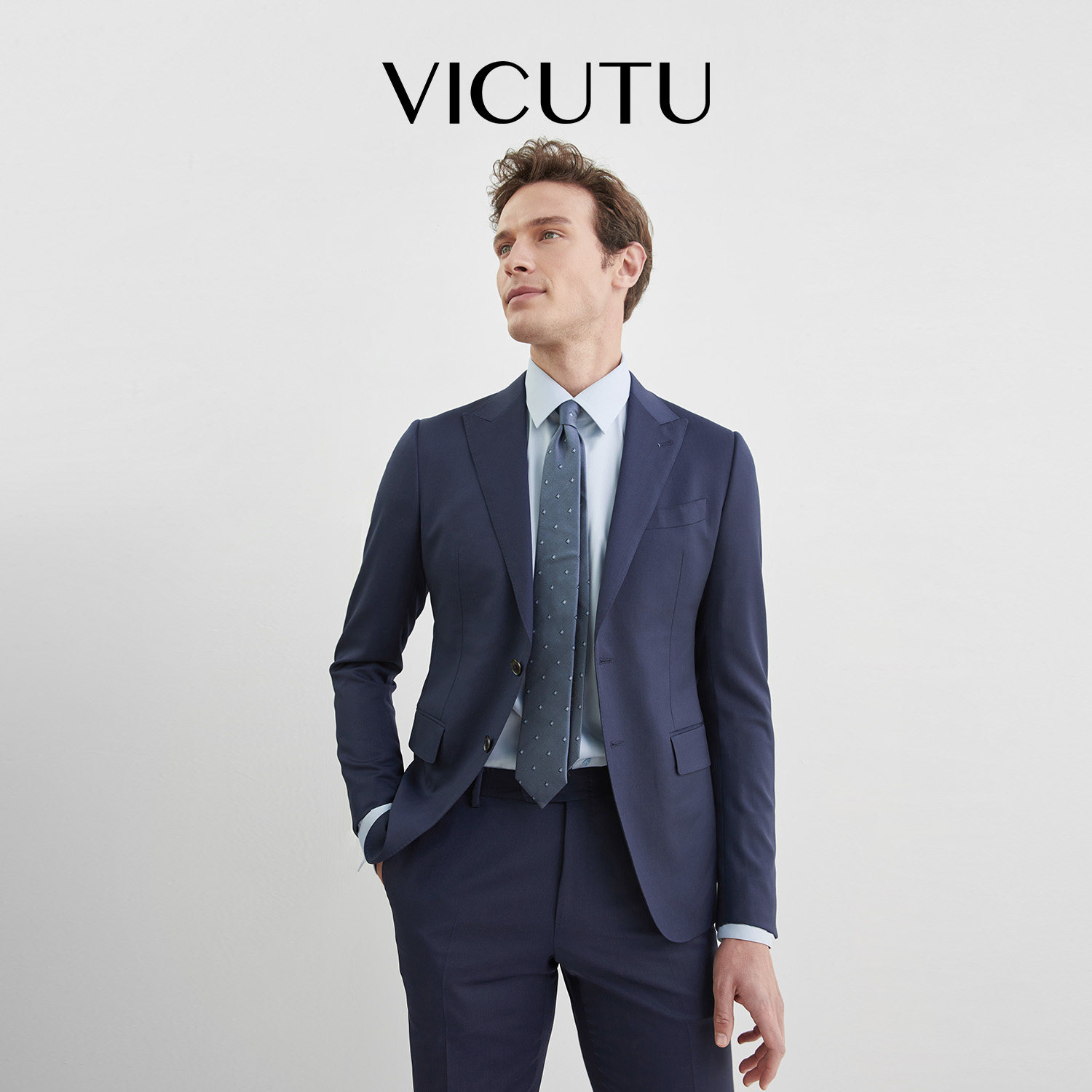 【VBC面料】VICUTU威可多男士纯羊毛时尚深蓝色商务通勤西装外套