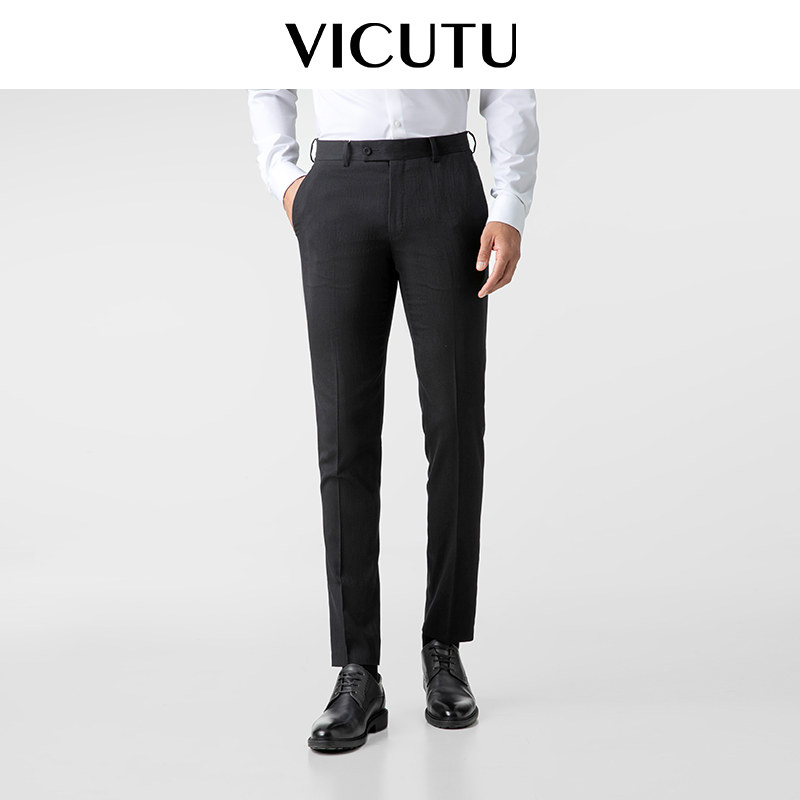 【小黑西裤子】VICUTU威可多男士西裤春夏商务休闲时尚婚庆黑西裤